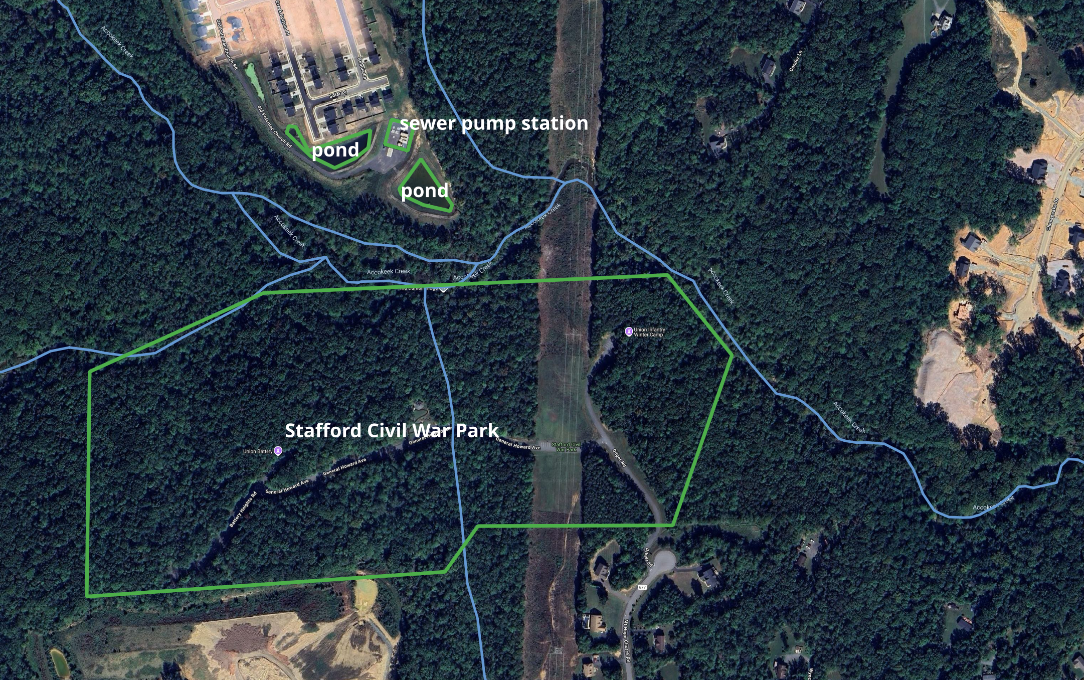 The sewage facility above the park